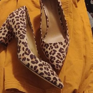 Leopard Block Heel Pumps